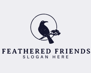 Rustic Crow Bird logo design