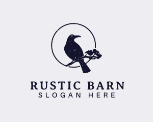 Rustic Crow Bird logo design