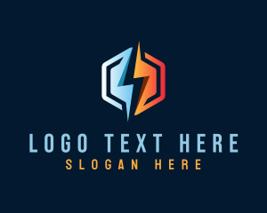 Hexagon Lightning Bolt Energy Logo
