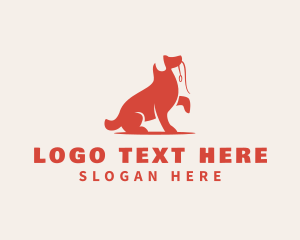 Animal - Red Dog Leash logo design