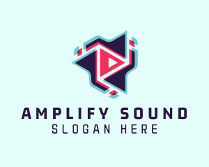 Glitch Sound Play Button logo design