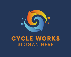 Cycle - Spiral Liquid Flame logo design