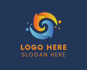 Heating - Spiral Liquid Flame logo design
