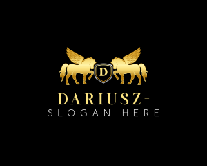 Pegasus Horse Stallion Shield Logo