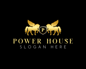 Corporate - Pegasus Horse Stallion Shield logo design