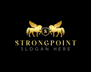 Horse - Pegasus Horse Stallion Shield logo design