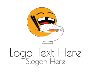 Emoji - Smiling Rice Bowl logo design