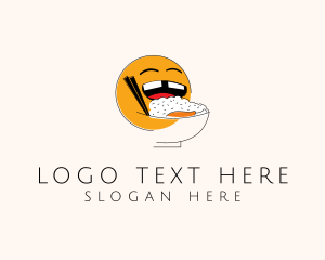 Emoticon - Smiling Rice Bowl logo design