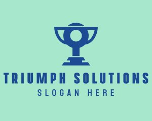 Win - Digital Blue Trophy logo design