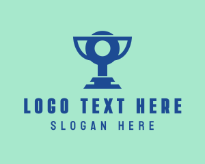 Podium - Digital Blue Trophy logo design