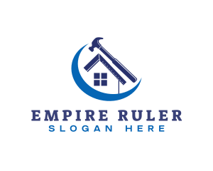 Ruler - House Angle Ruler Hammer logo design