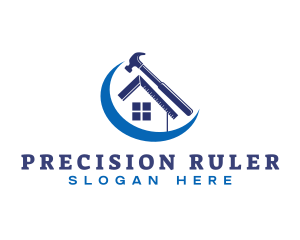 House Angle Ruler Hammer logo design