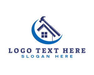 Architecture - House Angle Ruler Hammer logo design