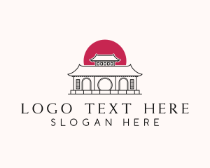 Accommodaton - Japanese Temple Architecture logo design