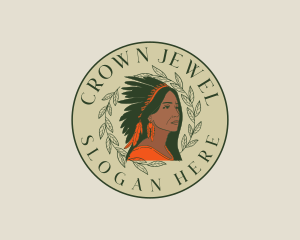 Headdress - Native American Woman logo design