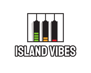 Reggae - Piano Key Music Battery logo design