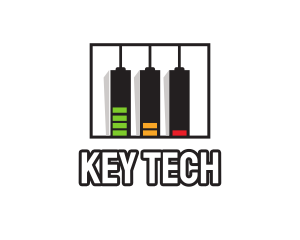 Piano Key Music Battery logo design