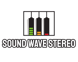 Stereo - Piano Key Music Battery logo design