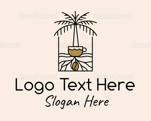 Monoline Coffee Palm Tree Logo
