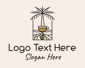 Coconut - Monoline Coffee Palm Tree logo design