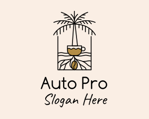 Americano - Monoline Coffee Palm Tree logo design