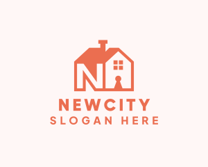 Orange House Letter N logo design