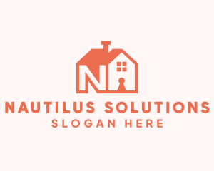 Orange House Letter N logo design