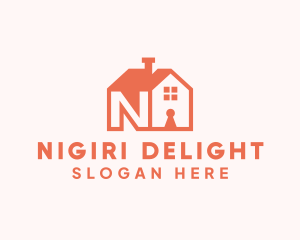 Orange House Letter N logo design