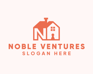 Orange House Letter N logo design