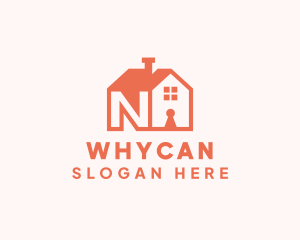 Property - Orange House Letter N logo design
