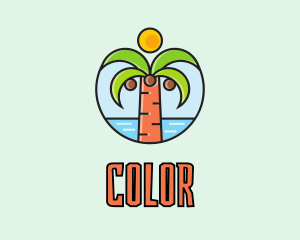 Beach Coconut Tree Logo