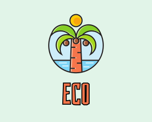Holiday - Beach Coconut Tree logo design