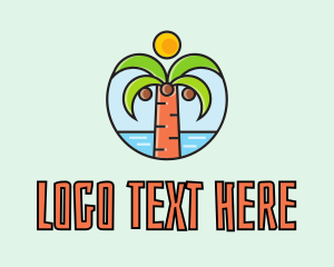 Beach Coconut Tree Logo