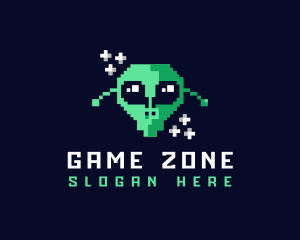 Pixelated Gaming Alien logo design