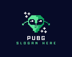 Pixel - Pixelated Gaming Alien logo design