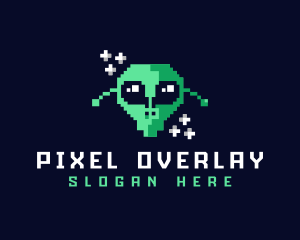 Pixelated Gaming Alien logo design