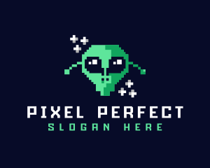 Pixelated Gaming Alien logo design