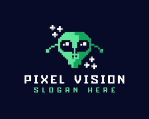 Pixelated Gaming Alien logo design