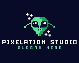 Pixelated Gaming Alien logo design