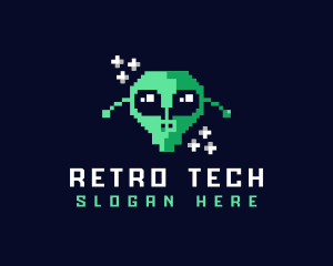 Pixelated Gaming Alien logo design