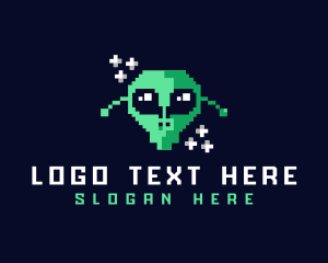 8bit - Pixelated Gaming Alien logo design
