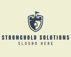 Fort - Medieval Castle Shield logo design