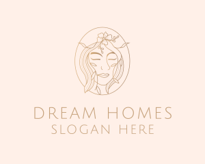 Woman - Beauty Floral Hair logo design