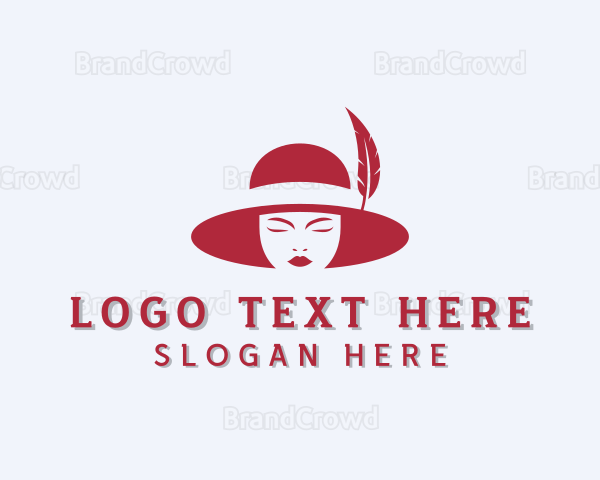 Feather Woman Hat Logo