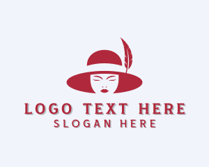 Woman - Feather Woman Hat logo design