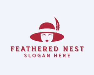 Feather Woman Hat  logo design