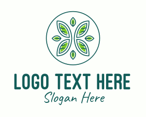 Tea Leaves - Green Eco Organic Circle logo design