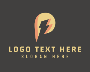 Charge - Energy Lightning Letter P logo design