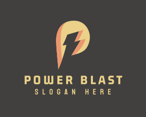 Energy Lightning Letter P logo design