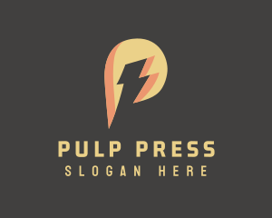 Energy Lightning Letter P logo design